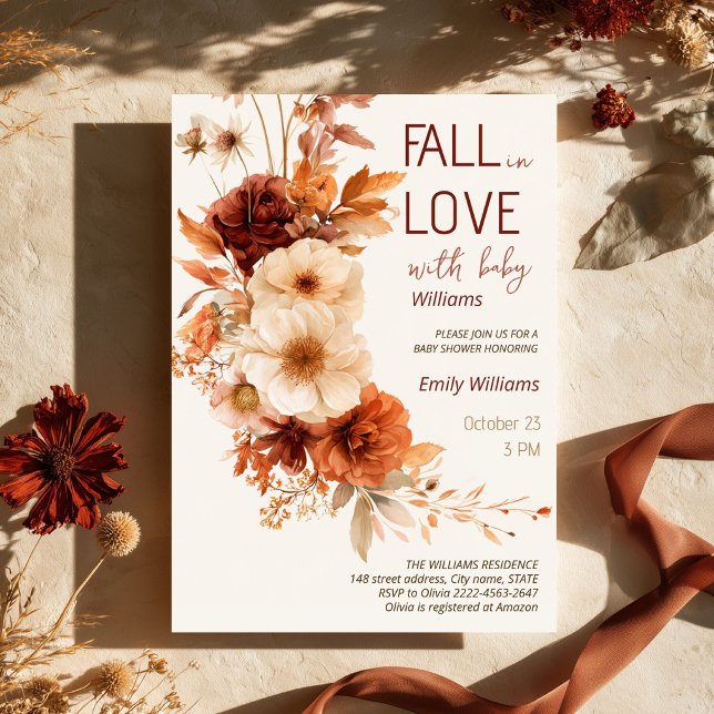 Fall in Love Baby Shower | Höstblommor  Inbjudningar (Skapare uppladdad)