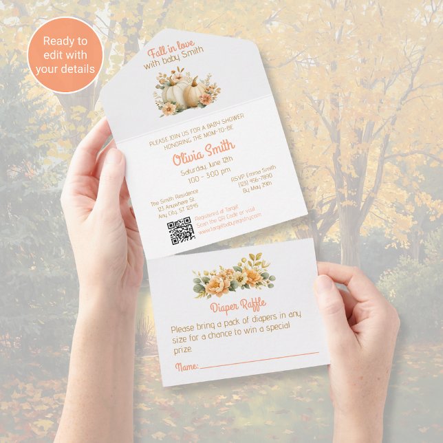 Fall in Love Baby Shower Inbjudningar Rosa Pumpor (Skapare uppladdad)