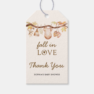 Fall in Love Baby Shower Tackkort Presentetikett