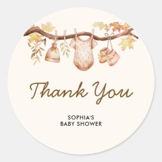 Fall in Love Baby Shower Tacksamhetskort Runt Klistermärke