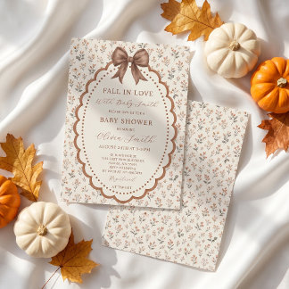 Fall In Love Blommig Baby Shower Inbjudan