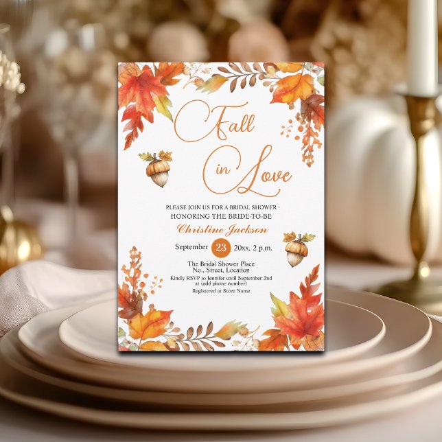 Fall in Love Boho Burnt Floral Bridal Shower  Inbjudningar (Skapare uppladdad)