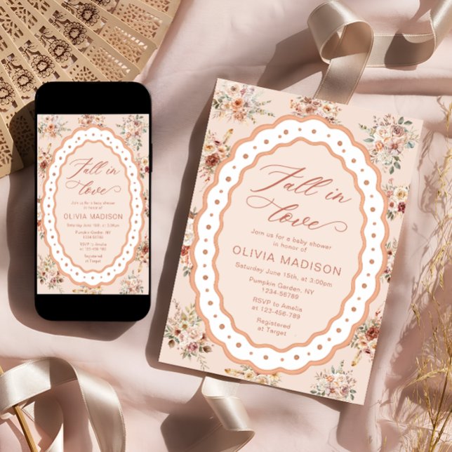 Fall in Love Boho Fall Floral Baby Shower Inbjudningar (Skapare uppladdad)