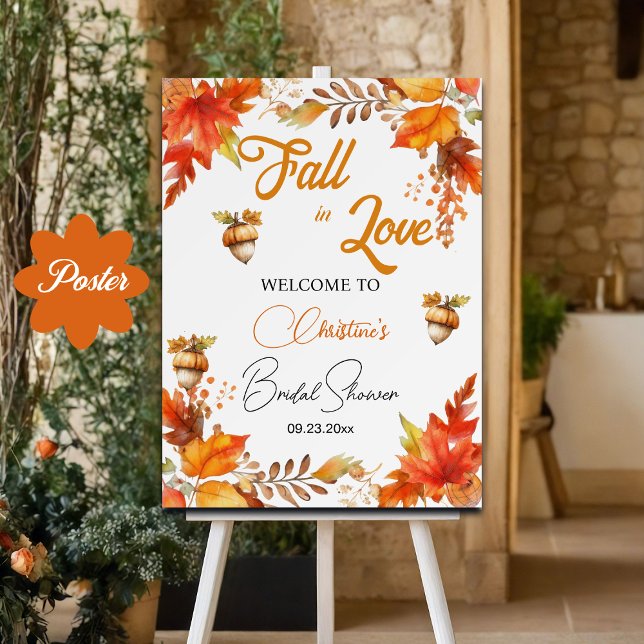 Fall in Love Boho Floral Bridal Shower Welcome Poster (Skapare uppladdad)