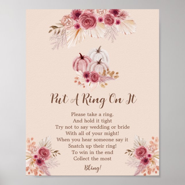 Fall In Love Boho Pumpkin Put A Ring On It Game Poster (Framsidan)