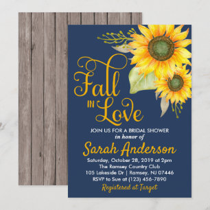 Fall in Love Bridal Shower Inbjudan – Solros