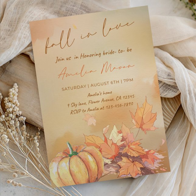 Fall in Love Bride-to-Be - Romantic Autumn Bride Inbjudningar (Skapare uppladdad)
