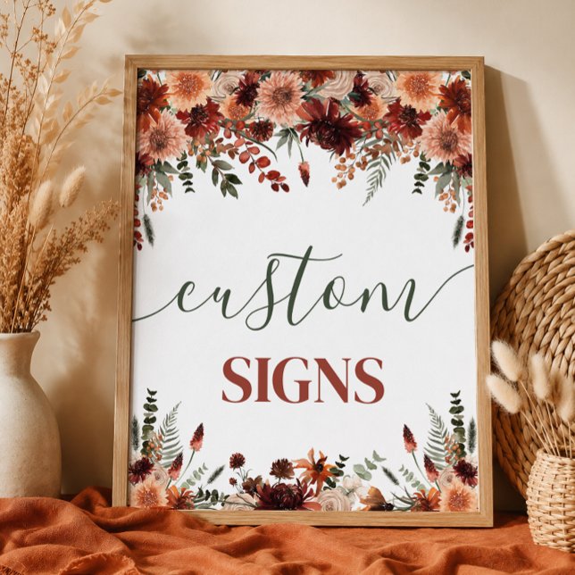 Fall in Love Bröllopsdusch 8x10 Anpassad Skylt (Fall in Love Bridal Shower 8x10 Custom Sign)