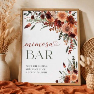 Fall in Love Bröllopsdusch 8x10 Mimosa Bar Poster
