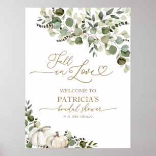 Fall In Love Bröllopsdusch Grönska Välkomstskylt Poster