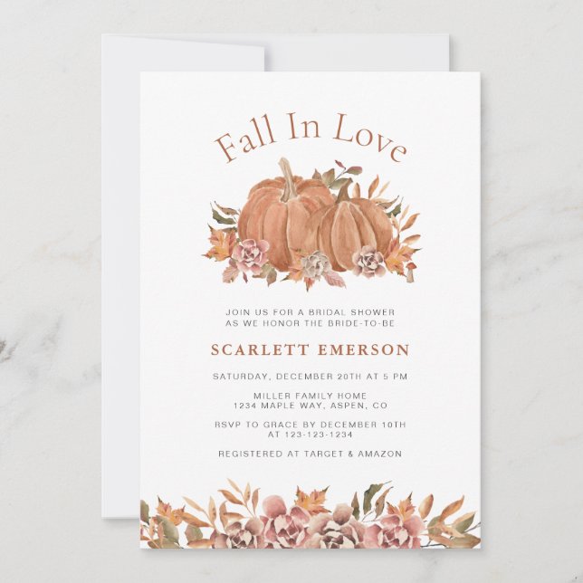 Fall In Love Bröllopsdusch Inbjudan (Framsida)