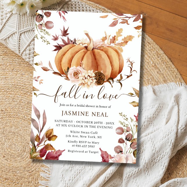 Fall in Love Bröllopsdusch | Pumpkin Rust Blommor Inbjudningar (Skapare uppladdad)