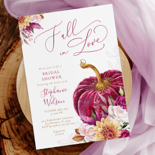 Fall in Love Burgundy Pumpa Bröllopsfest Inbjudningar