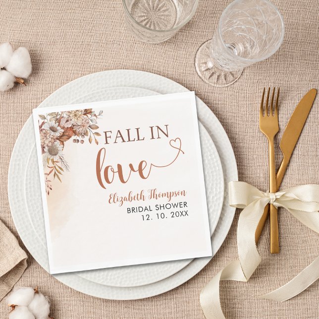Fall in Love Cute Fall Bridal Shower  Pappersservett (Skapare uppladdad)
