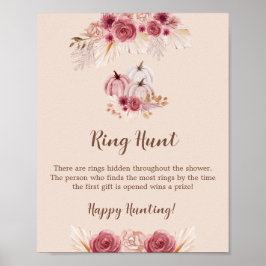 Fall In Love Elegant Ring Hunt Bridal Shower Game Poster
