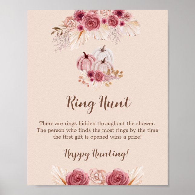 Fall In Love Elegant Ring Hunt Bridal Shower Game Poster (Framsidan)
