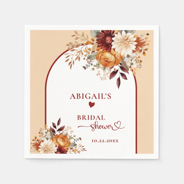 FALL IN LOVE FLORAL ARCH BRYLLUPSDUSCHA PAPPERSSERVETT (Framsidan)