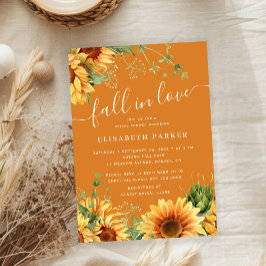 Fall in love floral burnt orange bridal shower inbjudningar