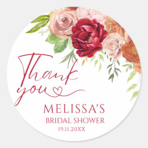 Fall in Love Flower Bröllopsdusch tack Runt Klistermärke