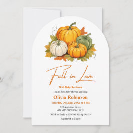 Fall in Love Gender Neutral Pumpkin Baby Shower  Inbjudningar