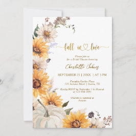 Fall In Love Gold Sunflowers Daisies Bridal Shower Inbjudningar