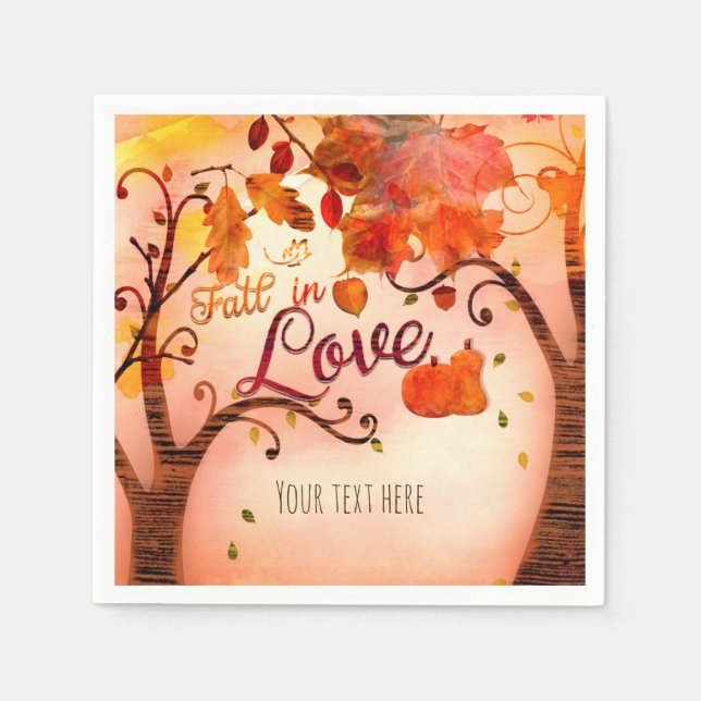 FALL IN LOVE Höst Bröllopsdusch Alla Evenemang Pappersservett (Framsidan)