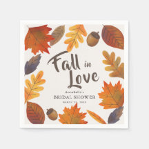 Fall in Love Höstlöv Bröllopsduschpapper