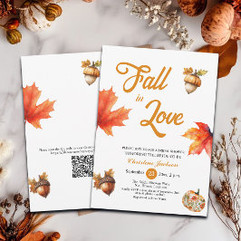 Fall in Love Lönnlöv Ekollon Bröllopsdusch Inbjudningar