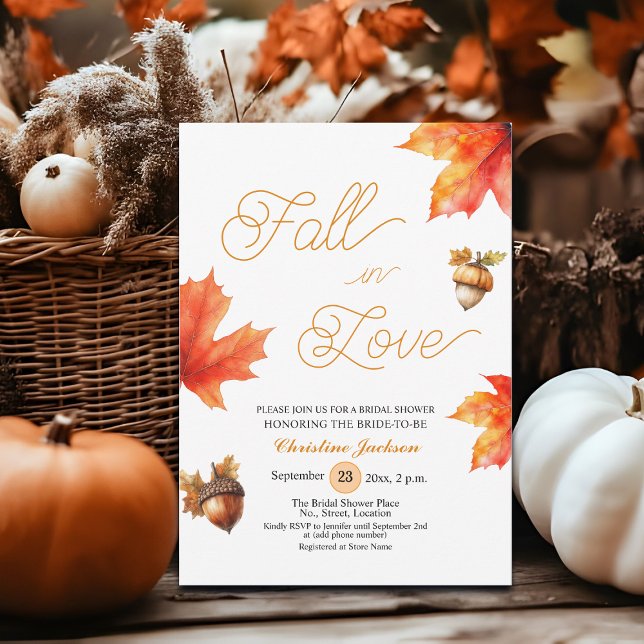 Fall in Love Maple Tree Leaves Bridal Shower  Inbjudningar (Skapare uppladdad)