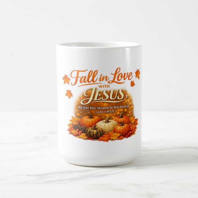 FALL IN LOVE MED JESUS MUG MED KJV-VERS KAFFEMUGG (Center)
