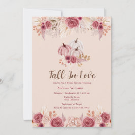 Fall In Love Pink Boho Bridal Shower Invitation Inbjudningar