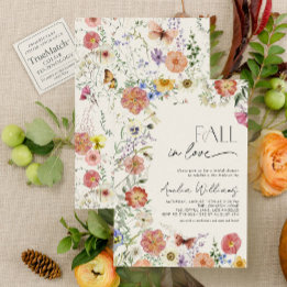 Fall In Love Pressed Wildflower Bridal Shower Inbjudningar