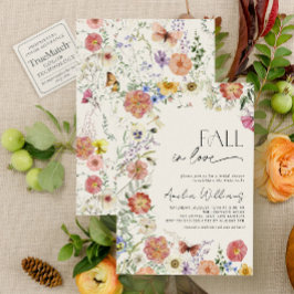 Fall In Love Pressed Wildflower Bridal Shower Inbjudningar