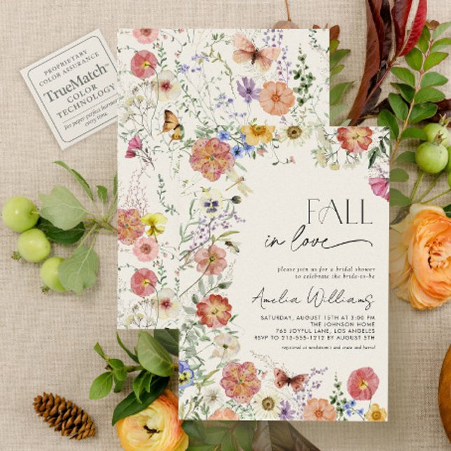 Fall In Love Pressed Wildflower Bridal Shower Inbjudningar (Skapare uppladdad)