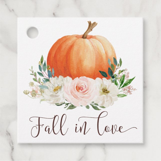 Fall in Love Pumpa Tack Gåvobrev Gåvor Etiketter (Framsida)