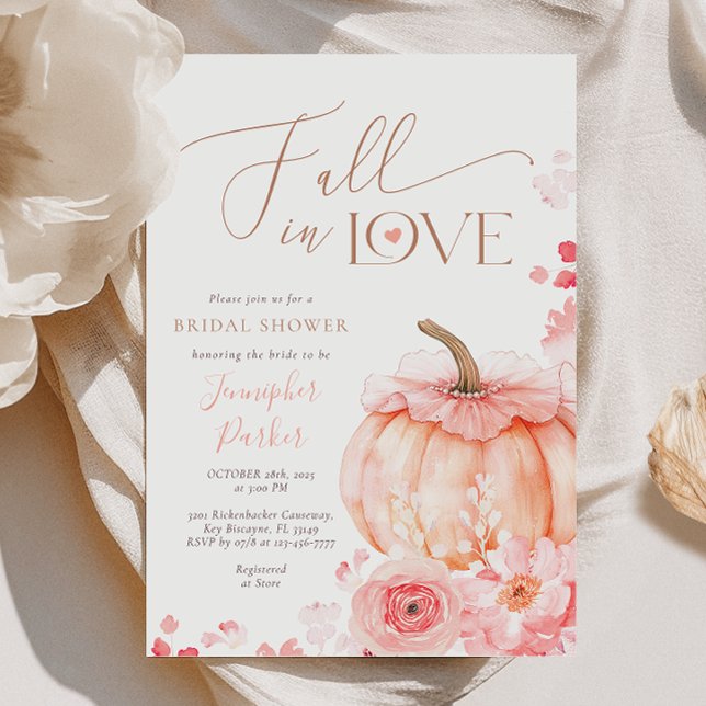 Fall in Love Pumpkin Bridal Shower Invitation Inbjudningar (Skapare uppladdad)