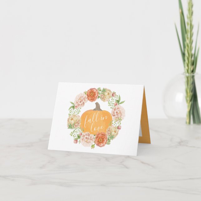 Fall in Love Pumpkin Bridal Shower Tacksamhetskort Tack Kort (Framsida)