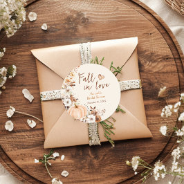 Fall in Love Pumpkin Bröllopsdusch Runt Klistermärke