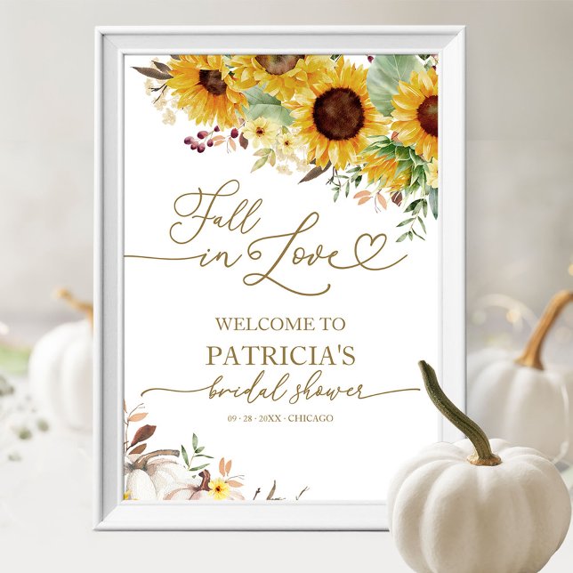 Fall In Love Pumpkin Bröllopsdusch Välkomstskylt Poster (Skapare uppladdad)