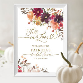 Fall In Love Pumpkin Bröllopsdusch Välkomstskylt Poster