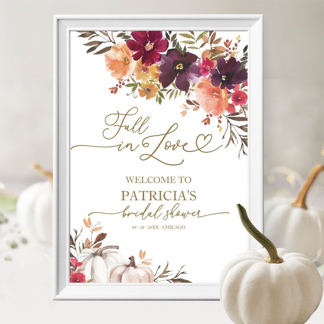 Fall In Love Pumpkin Bröllopsdusch Välkomstskylt Poster (Skapare uppladdad)