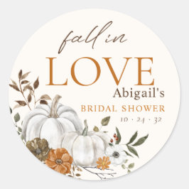 Fall in Love Pumpkin Bröllsdusch Vattenfärg Runt Klistermärke