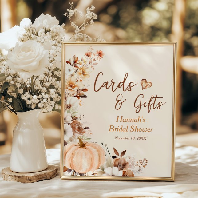Fall in Love Pumpkin Cards and Gifts Bridal Shower Poster (Skapare uppladdad)