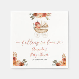 Fall In Love Pumpkin Stroller Floral Baby Shower Pappersservett