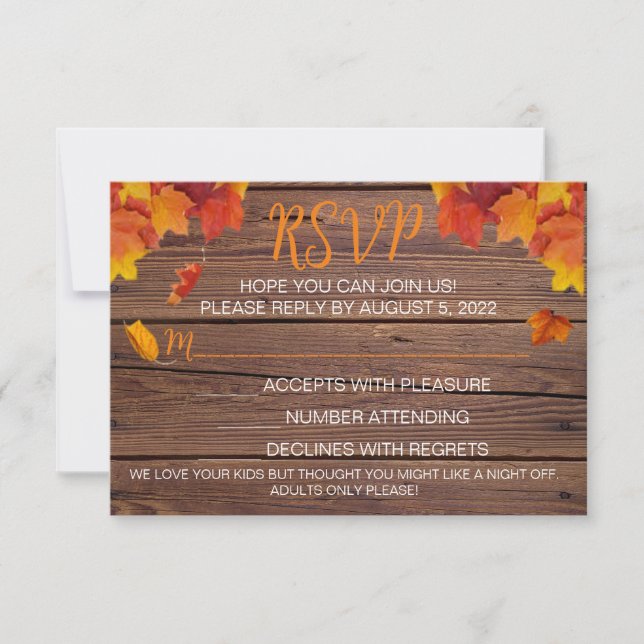 Fall In Love RSVP-kort OSA Kort (Framsida)