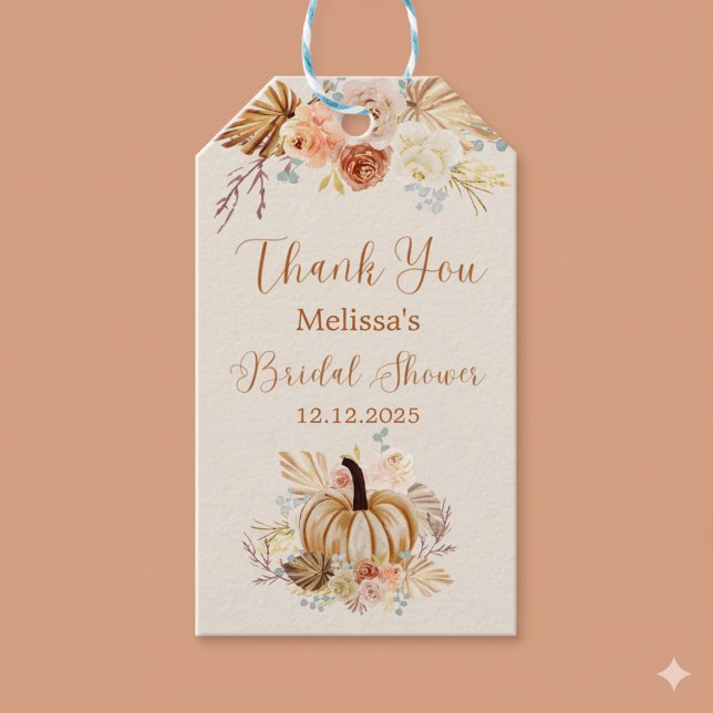 Fall In Love Rustic Bridal Shower Thank You Presentetikett (Skapare uppladdad)