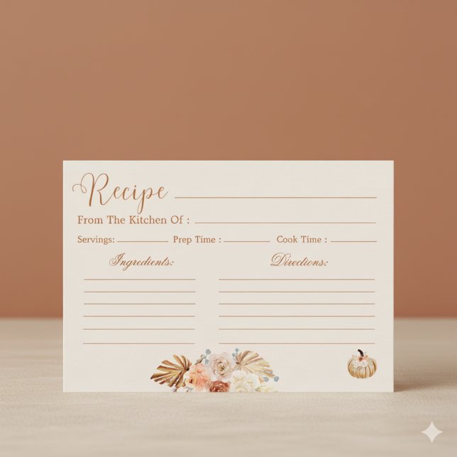 Fall In Love Rustic Terracotta Bridal Recipe Card Inbjudningar (Skapare uppladdad)