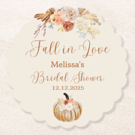 Fall In Love Rustic Terracotta Bridal Shower Underlägg Papper