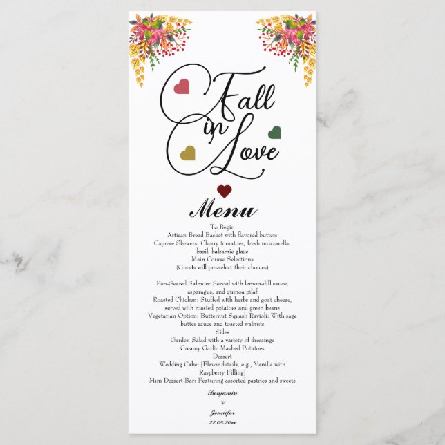 Fall in Love Script Wedding  Meny (Framsida)