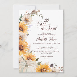 Fall In Love Sunflower Rustic Daisy  Bridal Shower Inbjudningar